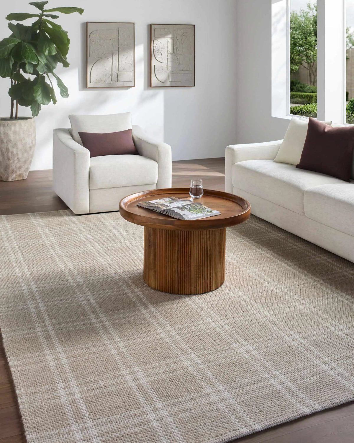 Dhyana Ivory Area Rug, installed in a room