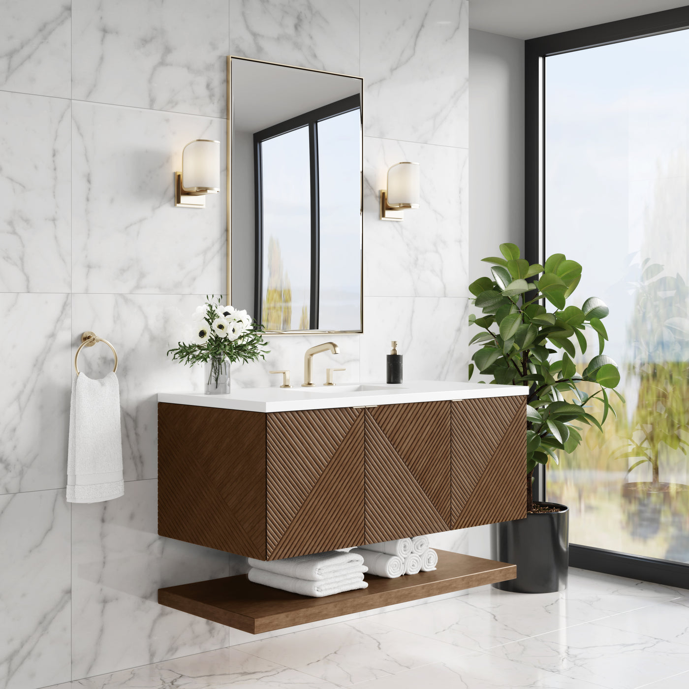James Martin Marcello 48" Floating Single Bathroom Vanity, Chestnut, view 37