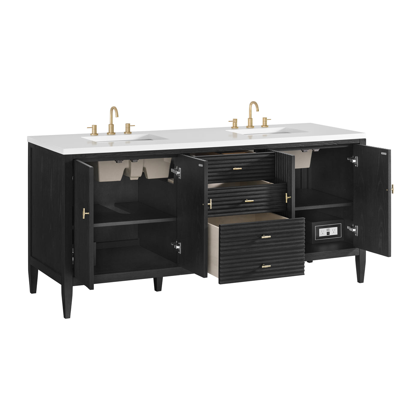 James Martin Myrrin 72" Single Bathroom Vanity, Carbon Oak, view 11