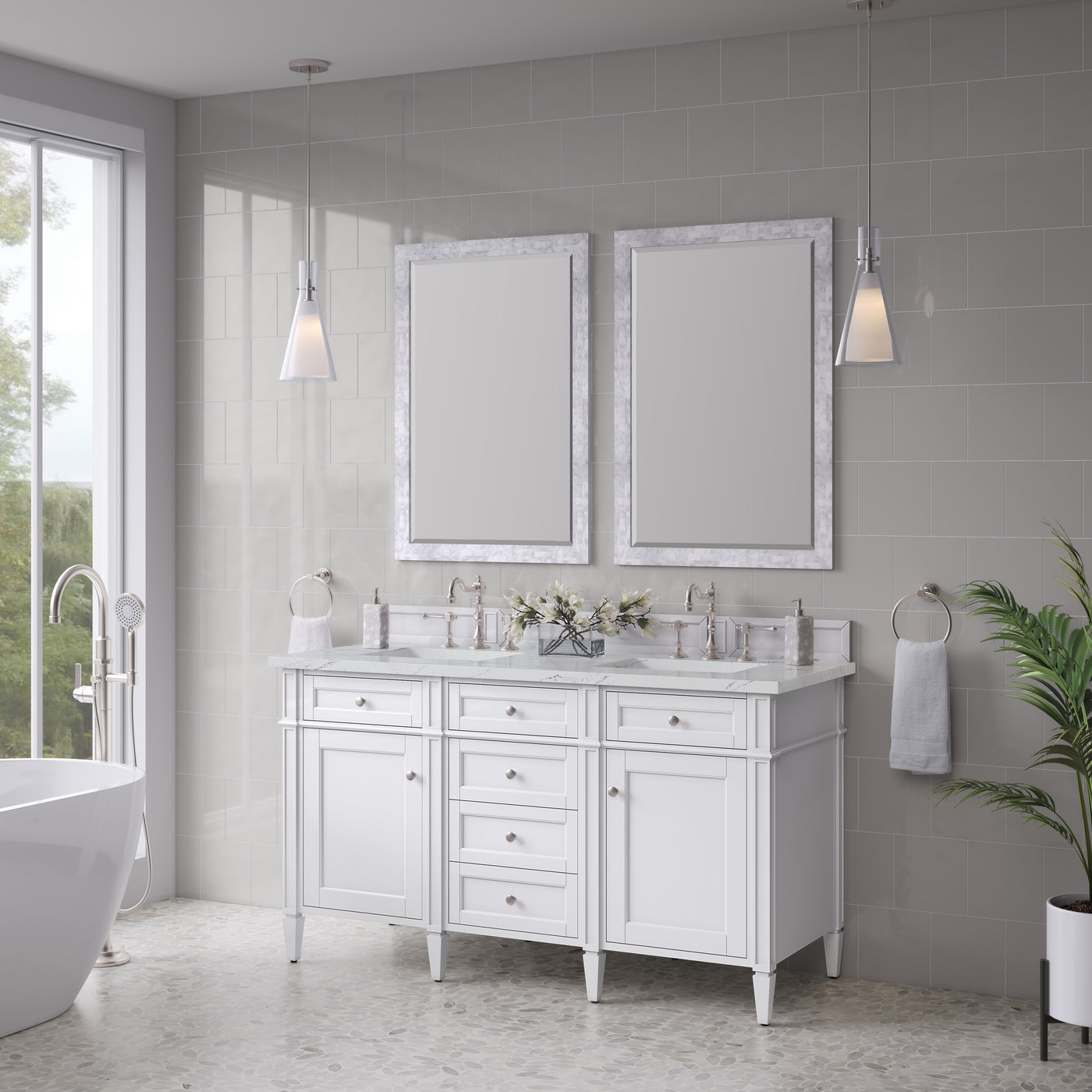 James Martin Brittany 60" Double Bathroom Vanity, Bright White, view 30