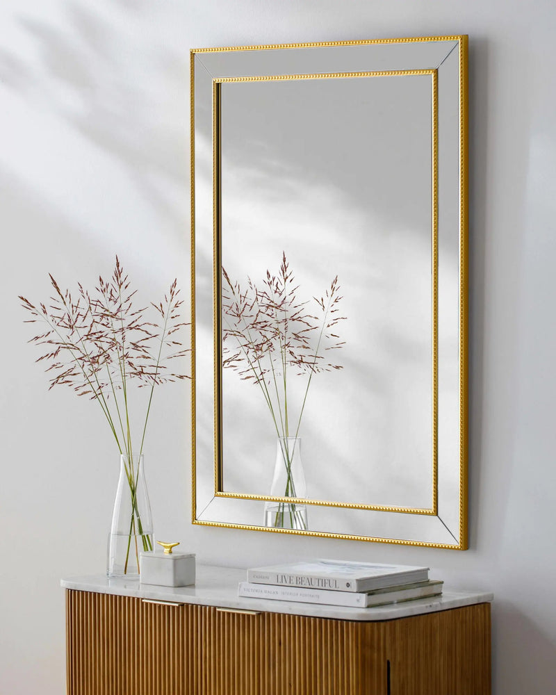 Netzschkau Rectangular Gold Mirror by Boutique Rugs