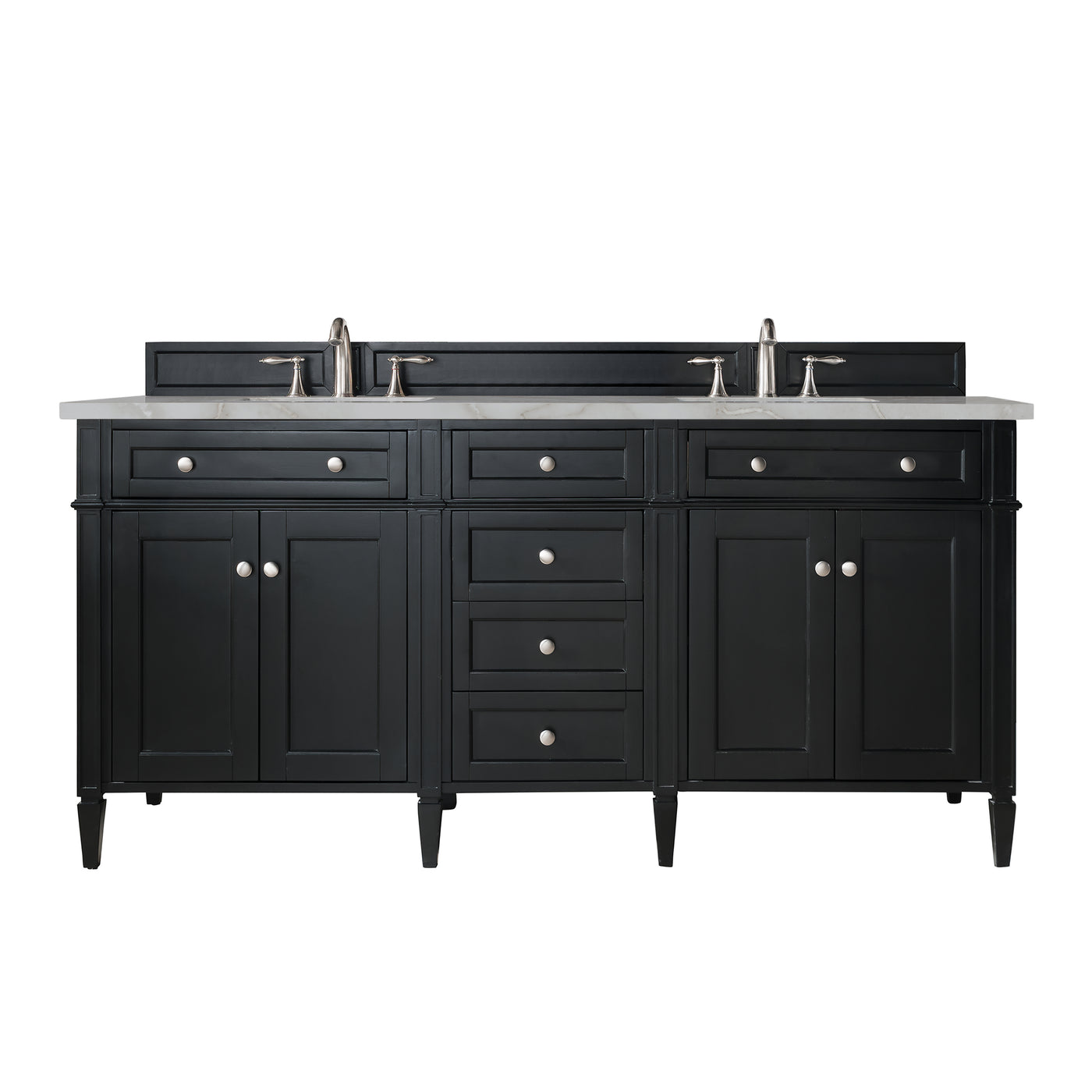 James Martin Brittany 72" Double Bathroom Vanity, Black Onyx with Victorian Silver countertop