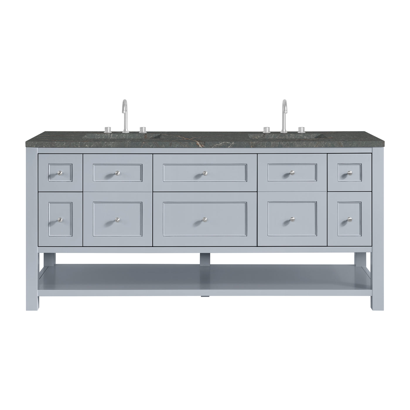 James Martin Breckenridge 72" Double Bathroom Vanity, Serenity Blue with Parisien Bleu (FreePower) countertop