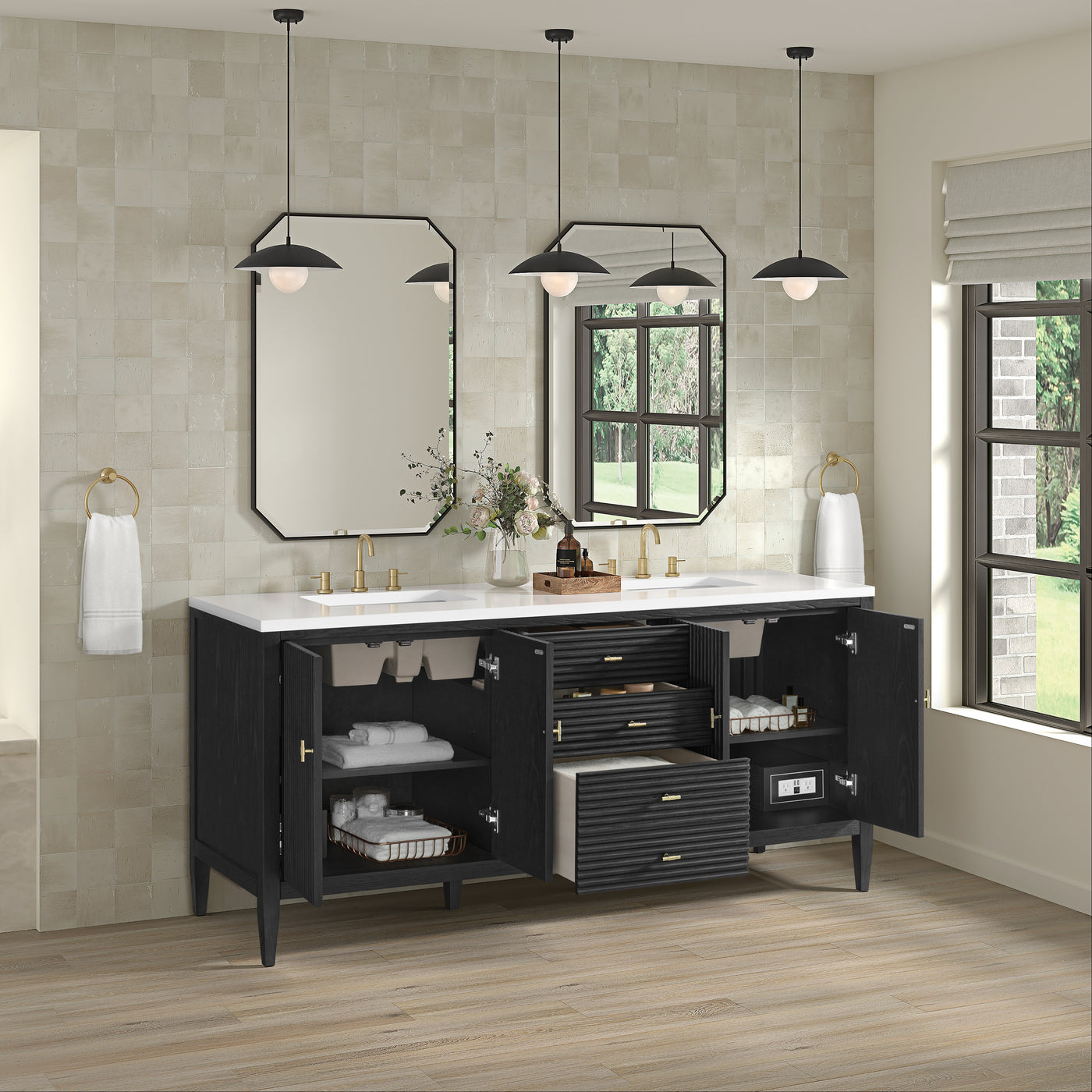 James Martin Myrrin 72" Single Bathroom Vanity, Carbon Oak, view 6