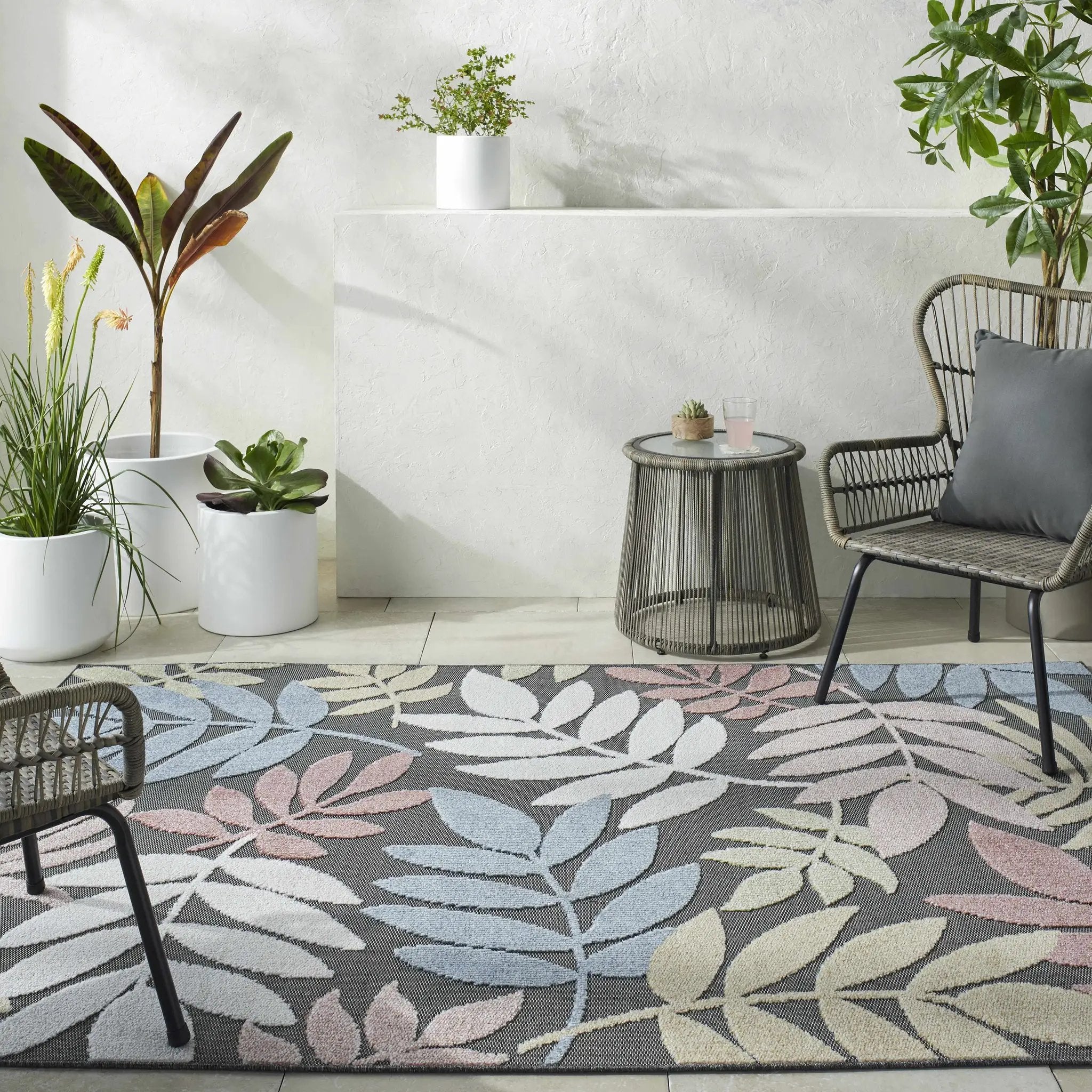 Nasha Charcoal Outdoor Area Rug - Clearance by Boutique Rugs