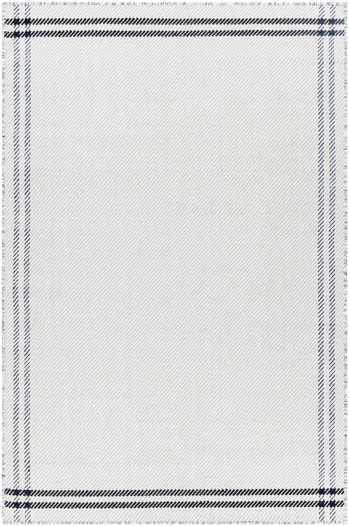 Nimue Cream & Blue Bordered Area Rug - Clearance