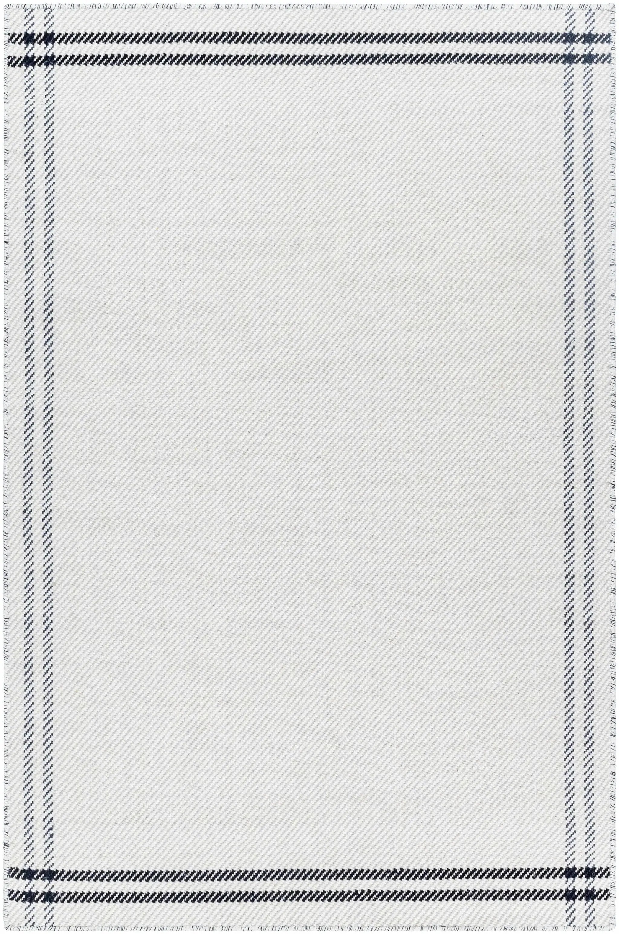 Nimue Cream & Blue Bordered Area Rug - Clearance by Boutique Rugs