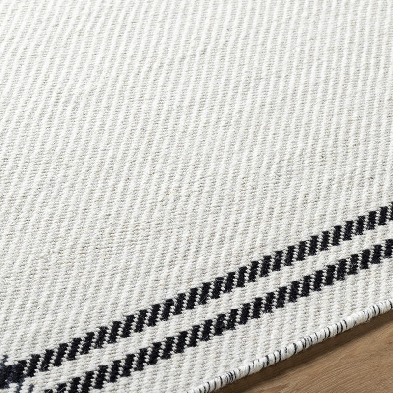 Nimue Cream & Blue Bordered Area Rug - Clearance by Boutique Rugs