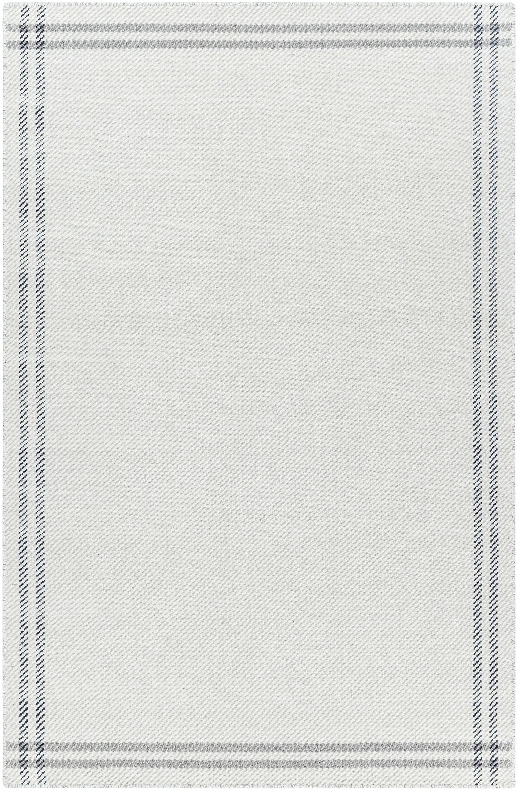 Nimue Cream & Charcoal Bordered Area Rug - Clearance by Boutique Rugs