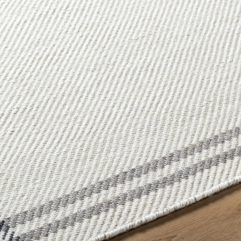 Nimue Cream & Charcoal Bordered Area Rug - Clearance by Boutique Rugs