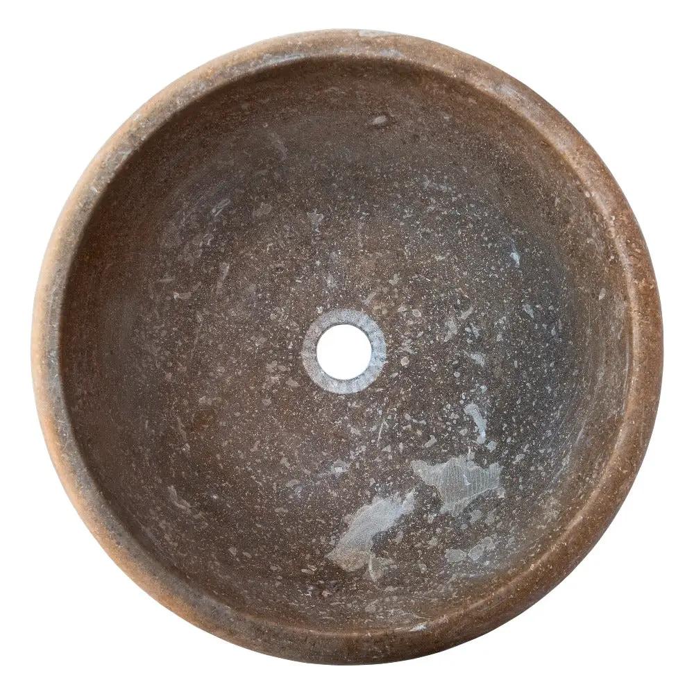 Noce Brown Turkish Travertine Natural Stone Drop-in Sink - Handcrafted Honed and Filled by GobekDesign