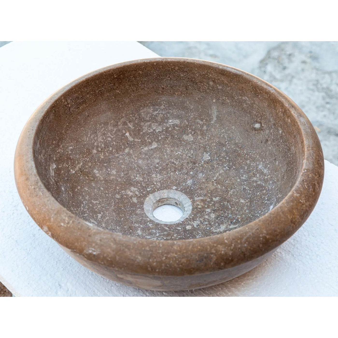 Noce Brown Turkish Travertine Natural Stone Drop-in Sink - Handcrafted Honed and Filled by GobekDesign