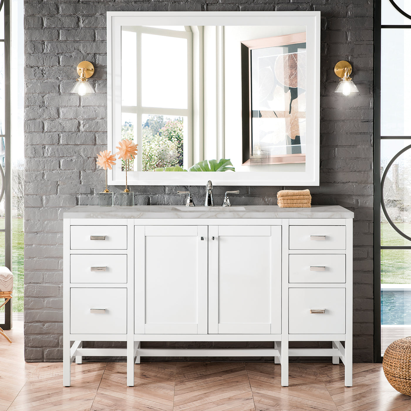 James Martin Addison 72" Double Bathroom Vanity, Glossy White, view 37