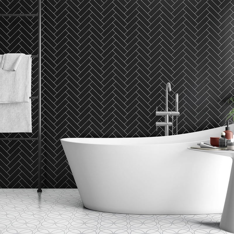 Noir Matte Herringbone Ceramic Mosaics 10x13 Ceramic Matte 16x16 Mosaics — 3