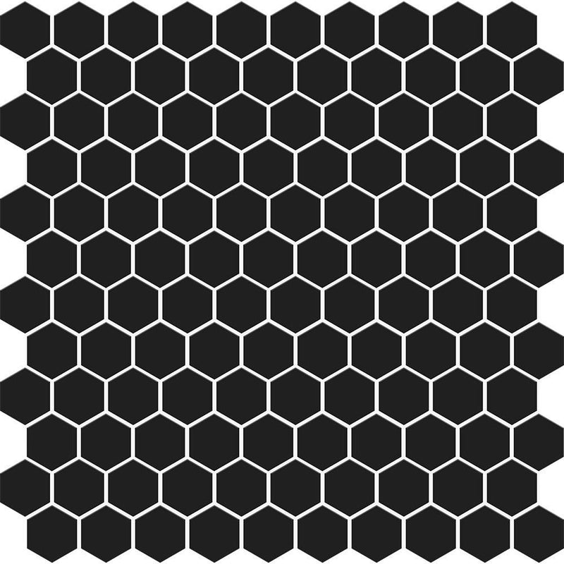 Noir Matte Hexagon Ceramic Mosaics 12x12 Ceramic Matte 12x12 Mosaics — 3
