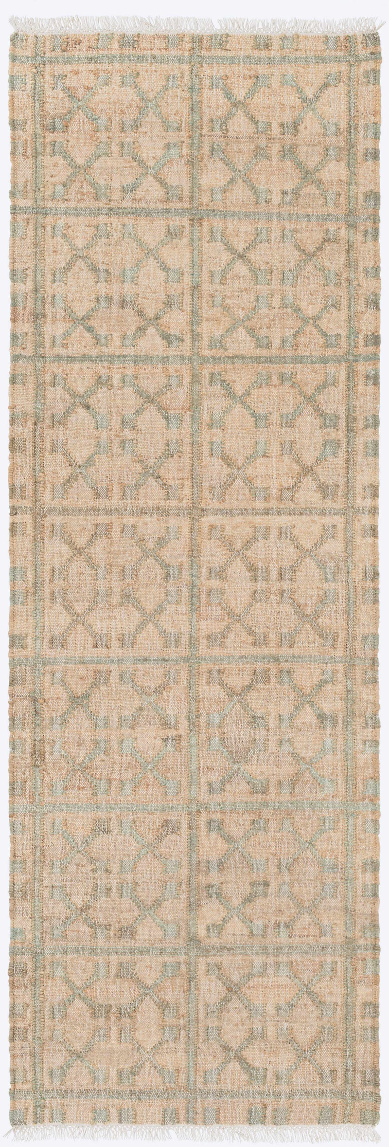 Rice Dusty Sage Fringed Jute Carpet by Boutique Rugs
