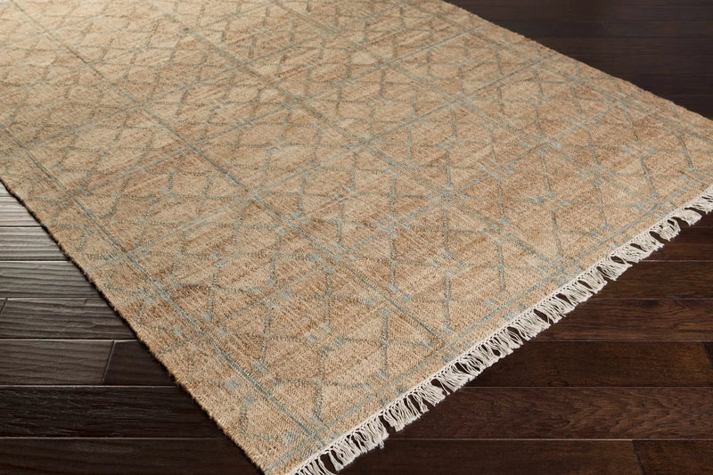 Rice Dusty Sage Fringed Jute Carpet by Boutique Rugs