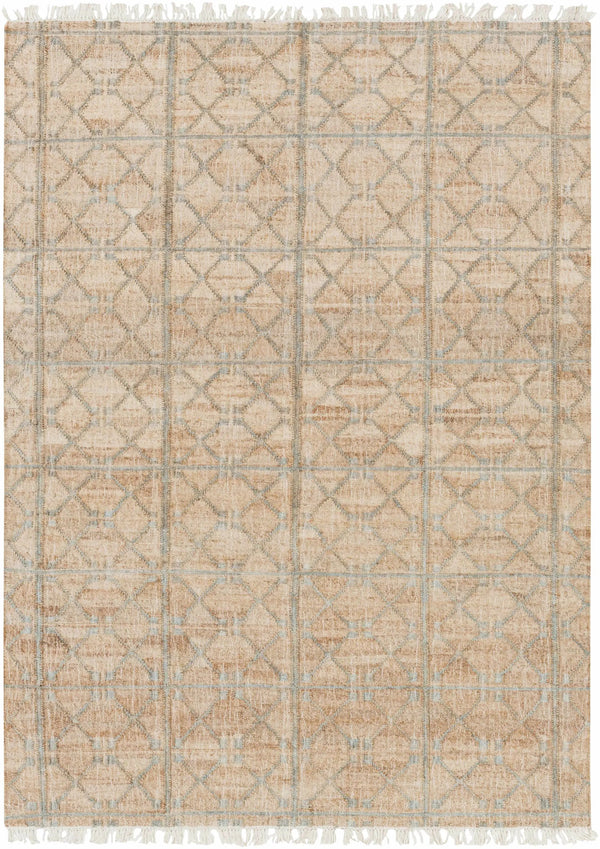 Rice Dusty Sage Fringed Jute Carpet