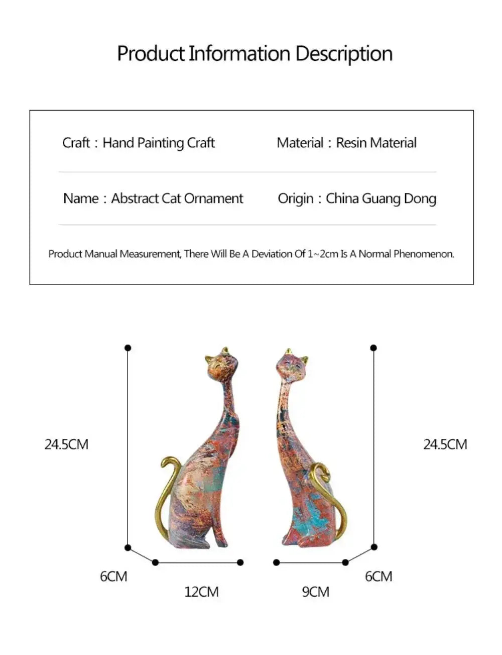 Abstract Colorful Cat Figurine Set Decorative Sculptures by House Of Avana