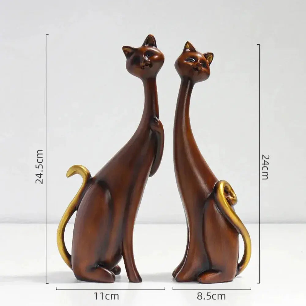 Abstract Colorful Cat Figurine Set Decorative Sculptures by House Of Avana