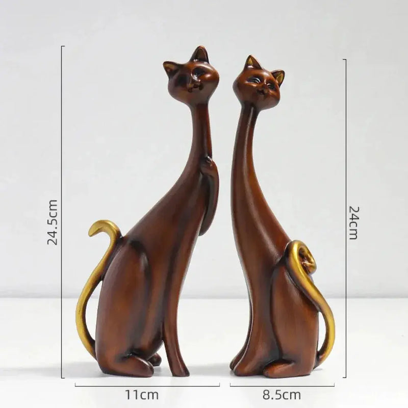 Abstract Colorful Cat Figurine Set Decorative Sculptures by House Of Avana