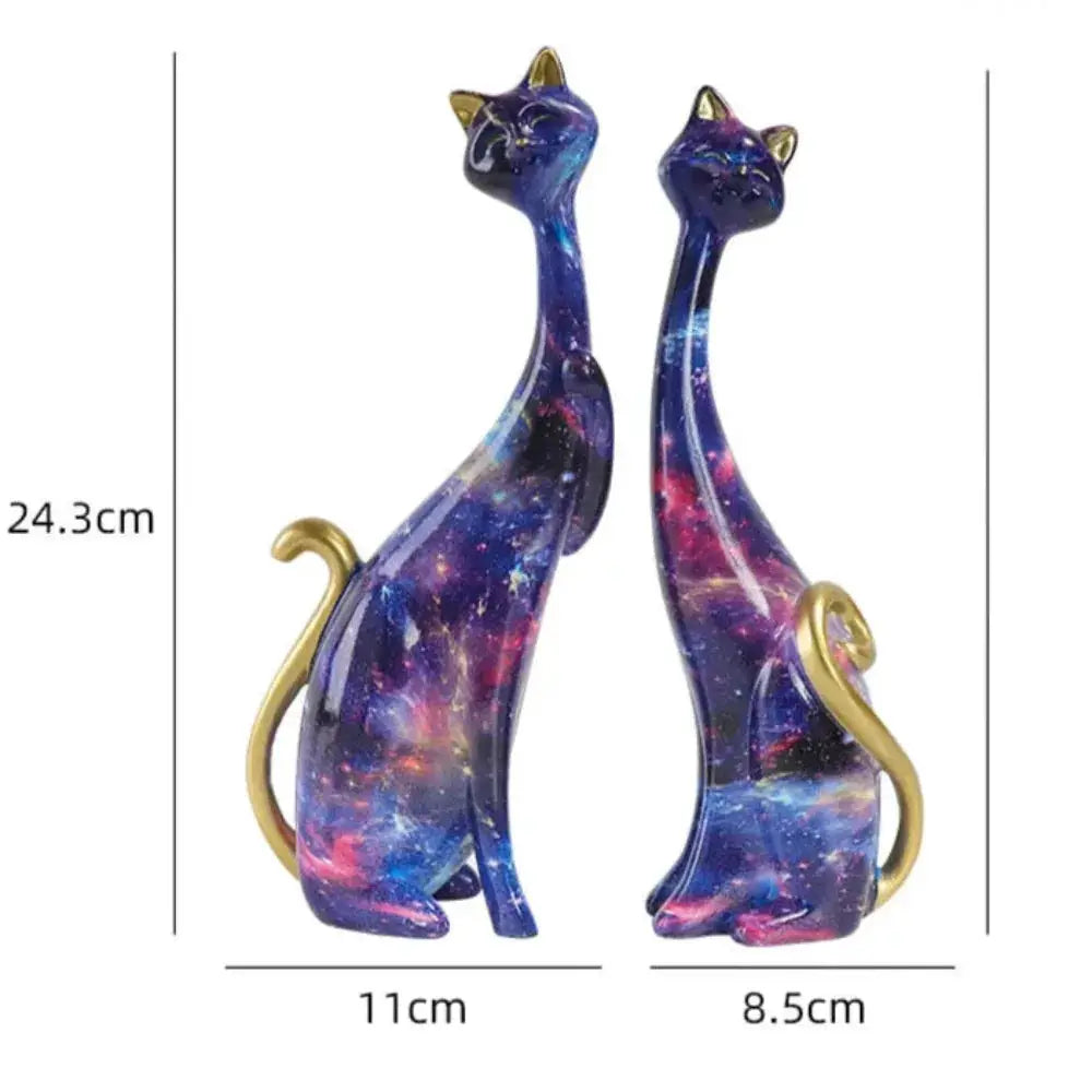 Abstract Colorful Cat Figurine Set Decorative Sculptures by House Of Avana