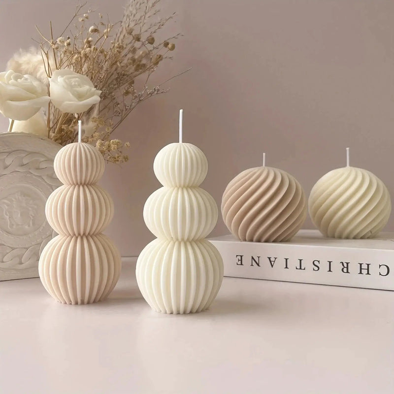 Nordic Glass Wave Ball Candles in Minimalist Style by House Of Avana