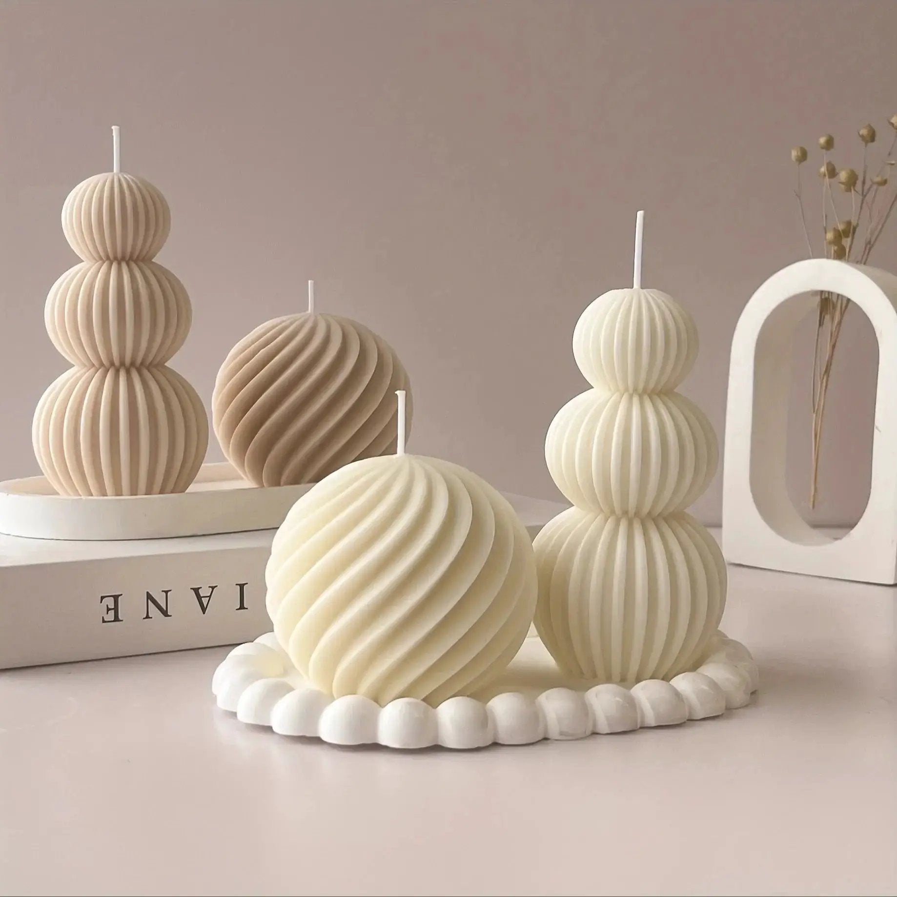 Nordic Glass Wave Ball Candles in Minimalist Style by House Of Avana