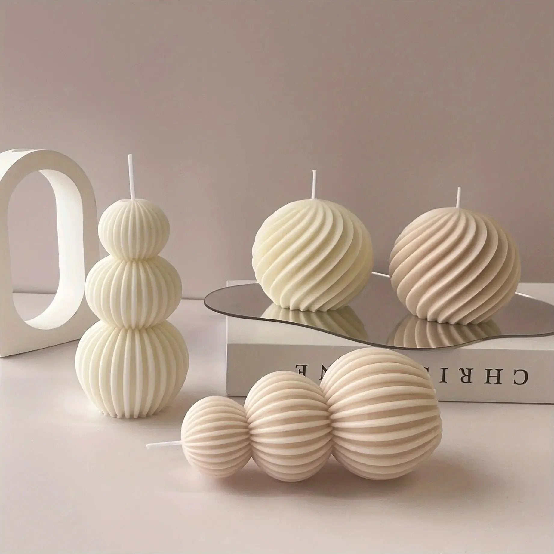Nordic Glass Wave Ball Candles in Minimalist Style by House Of Avana