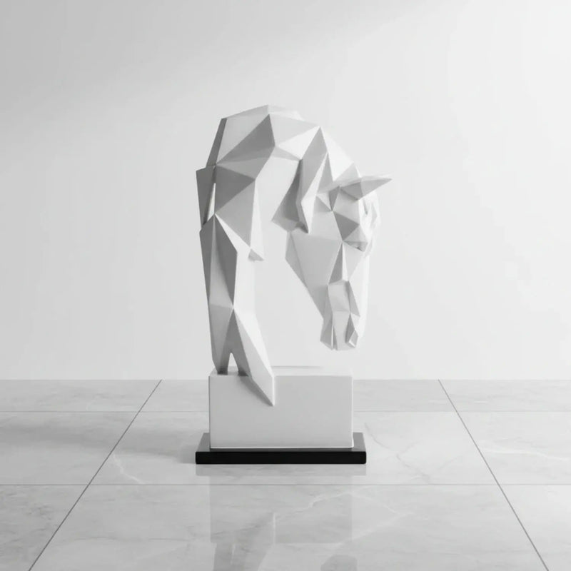 Nordic Geometric Horse Head Sculpture Modern Resin Figurine by House Of Avana