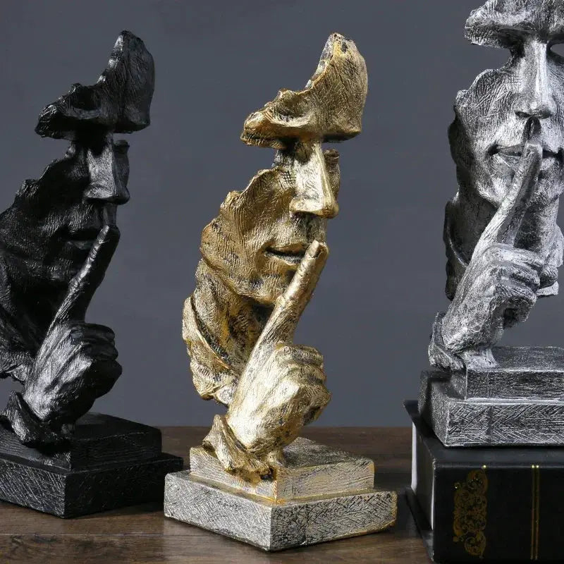 Modern Abstract Silence Face Sculpture for Contemporary Home Decor by House Of Avana