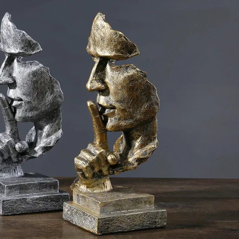 Modern Abstract Silence Face Sculpture for Contemporary Home Decor by House Of Avana