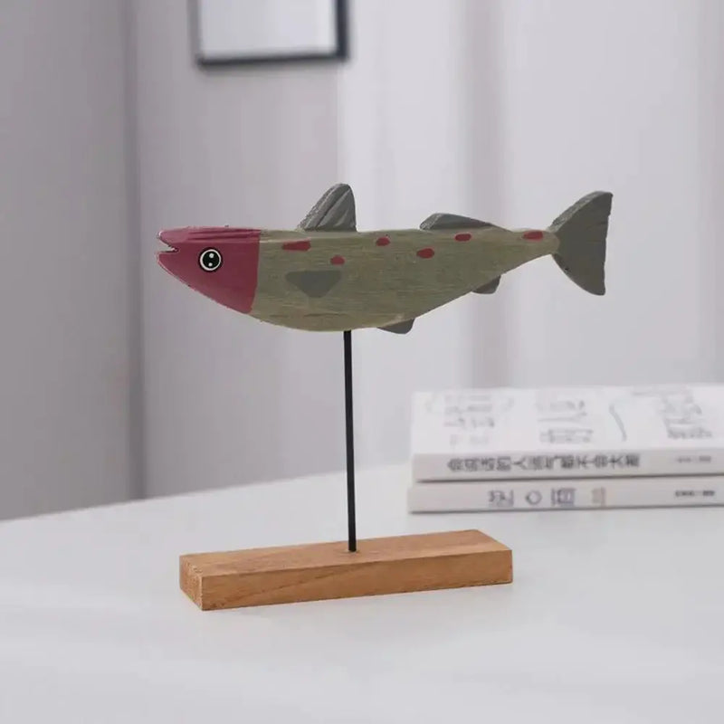 Nordic Wooden Fish Sculpture Tabletop Decor Collection by House Of Avana