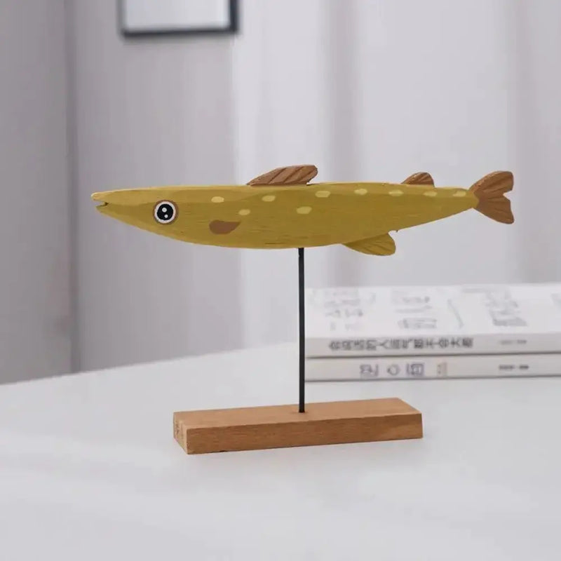 Nordic Wooden Fish Sculpture Tabletop Decor Collection by House Of Avana