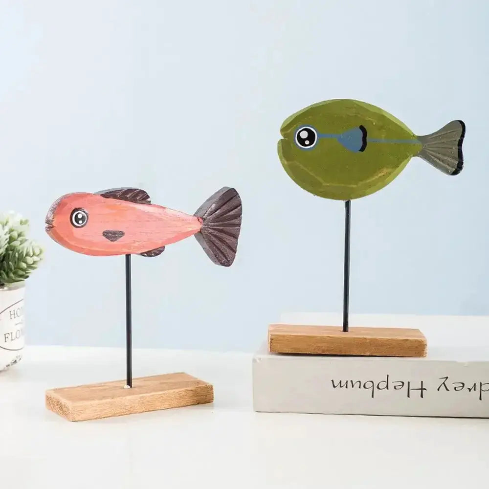 Nordic Wooden Fish Sculpture Tabletop Decor Collection by House Of Avana