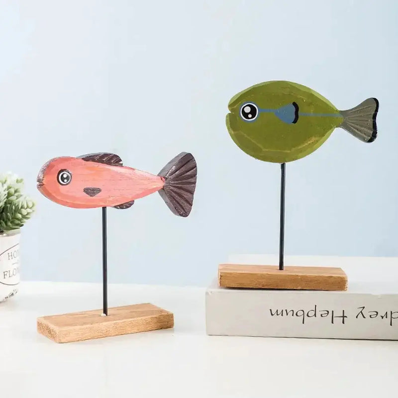 Nordic Wooden Fish Sculpture Tabletop Decor Collection by House Of Avana
