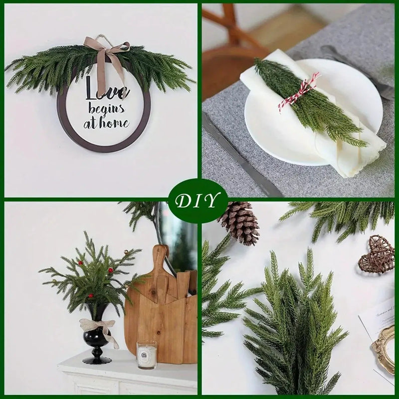 Norfolk Pine Branches, Artificial Evergreen Stems, UV-Resistant, 45.72cm by House Of Avana