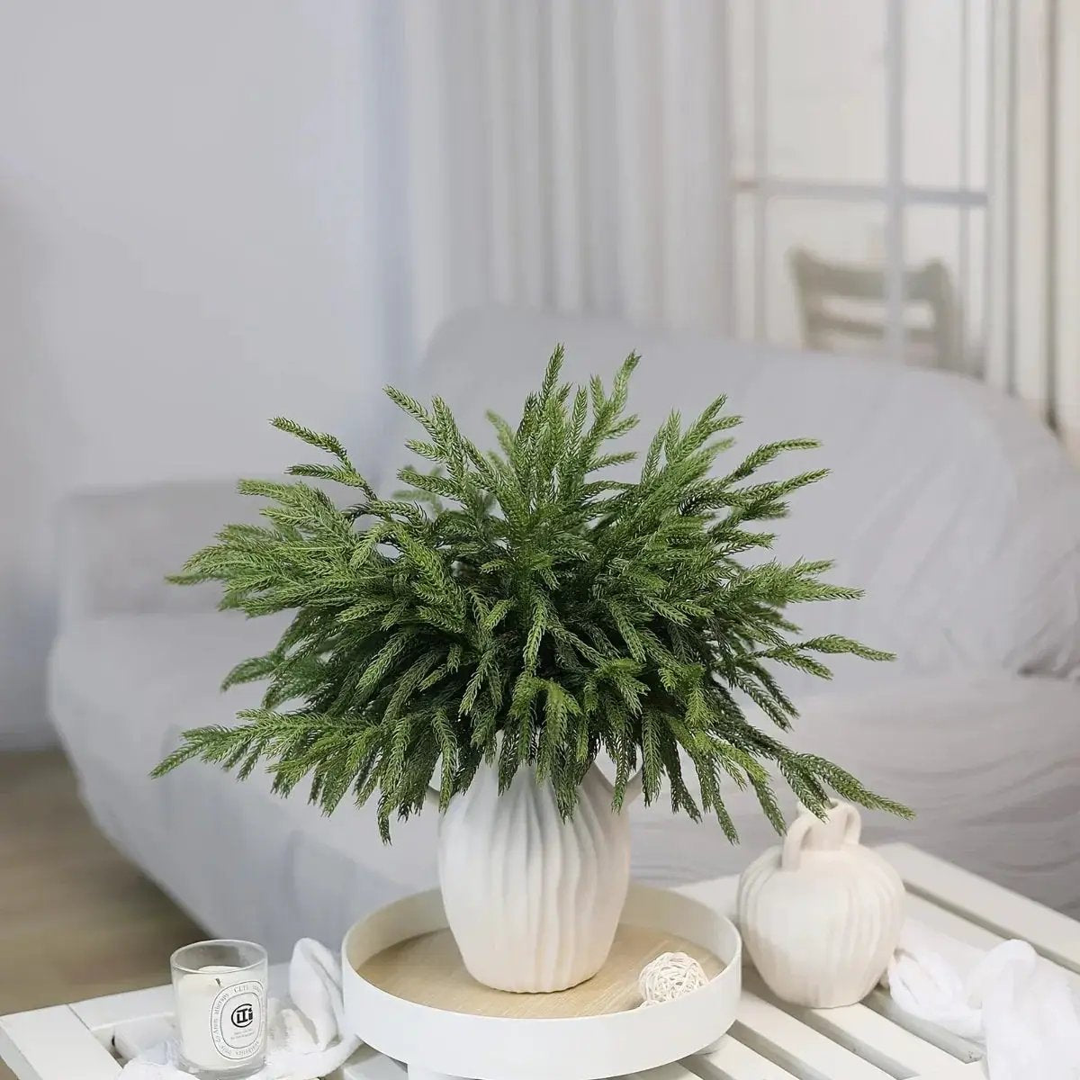 Norfolk Pine Branches, Artificial Evergreen Stems, UV-Resistant, 45.72cm by House Of Avana
