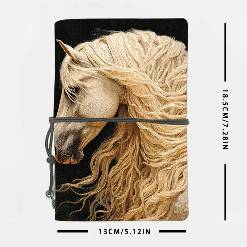 Notebook - White Horse Pattern Leather 80 Sheets by House Of Avana