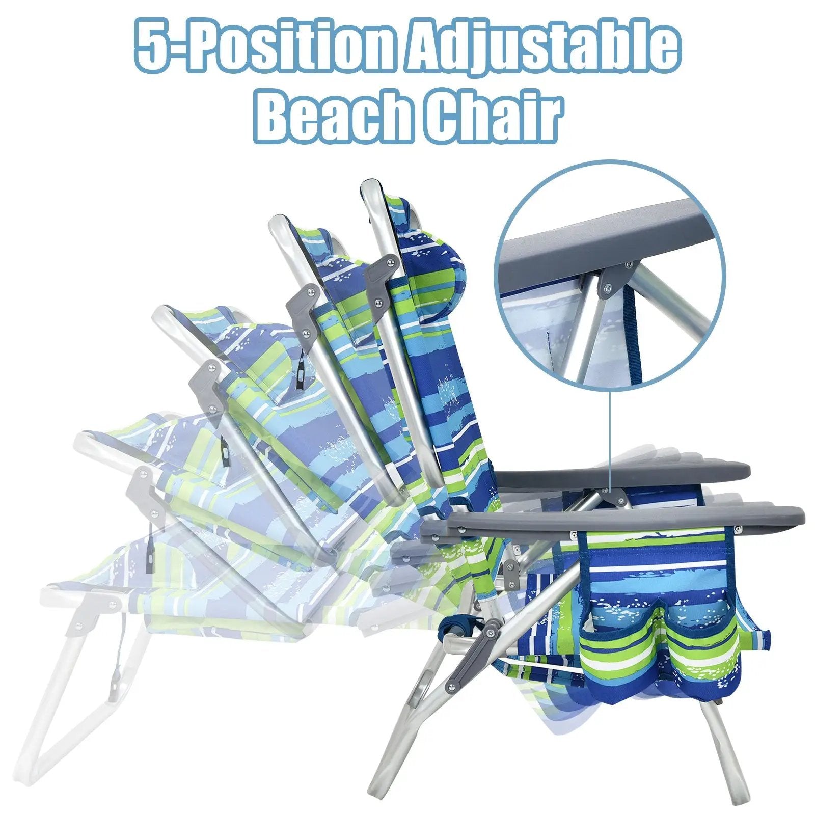 2 Pieces Folding Backpack Beach Chair with Pillow-Pink by DirectDeals