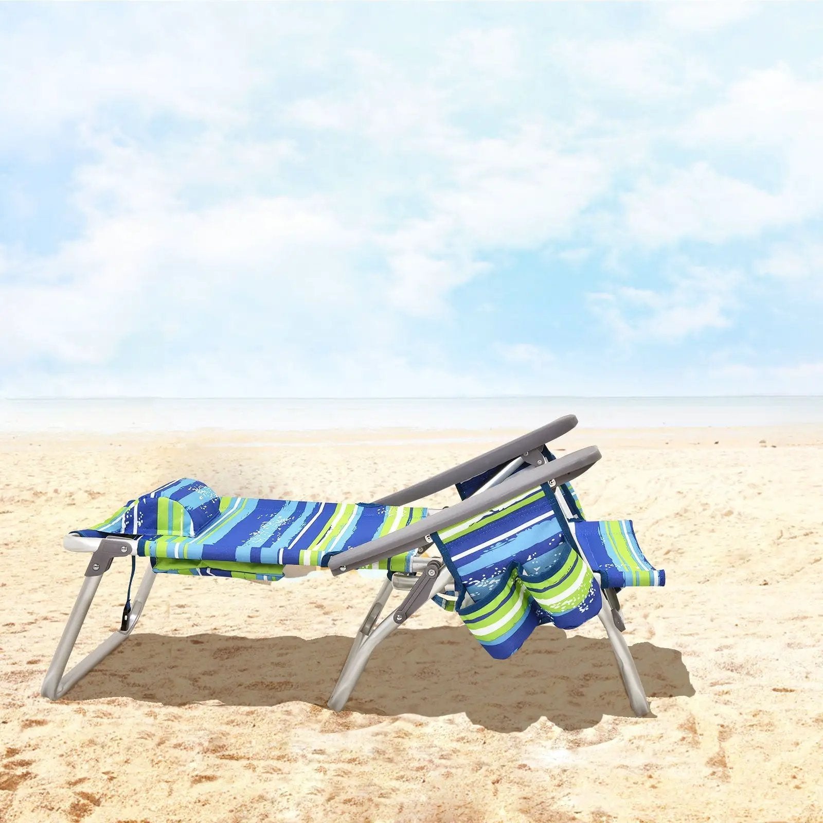 2 Pieces Folding Backpack Beach Chair with Pillow-Pink by DirectDeals