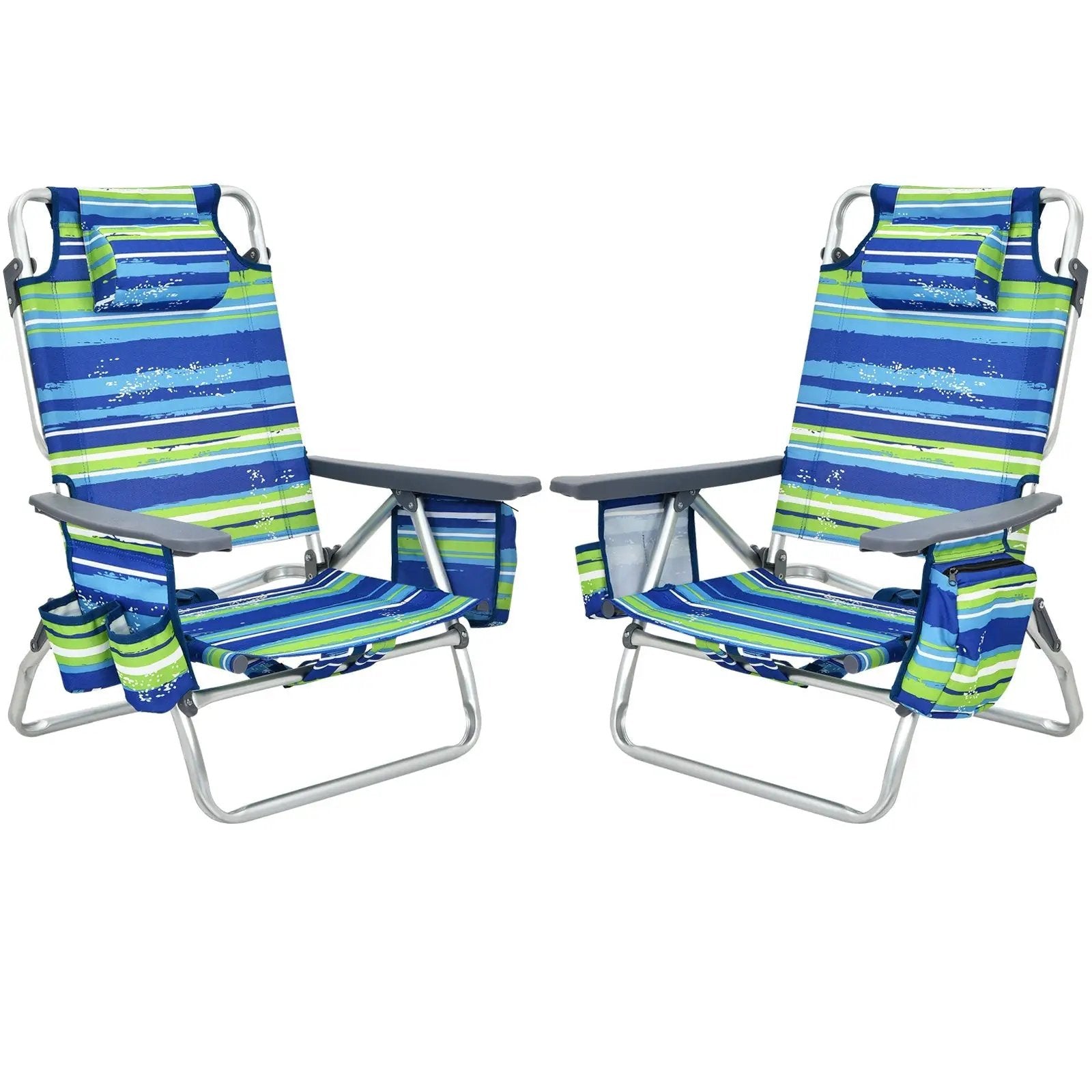 2 Pieces Folding Backpack Beach Chair with Pillow-Pink by DirectDeals