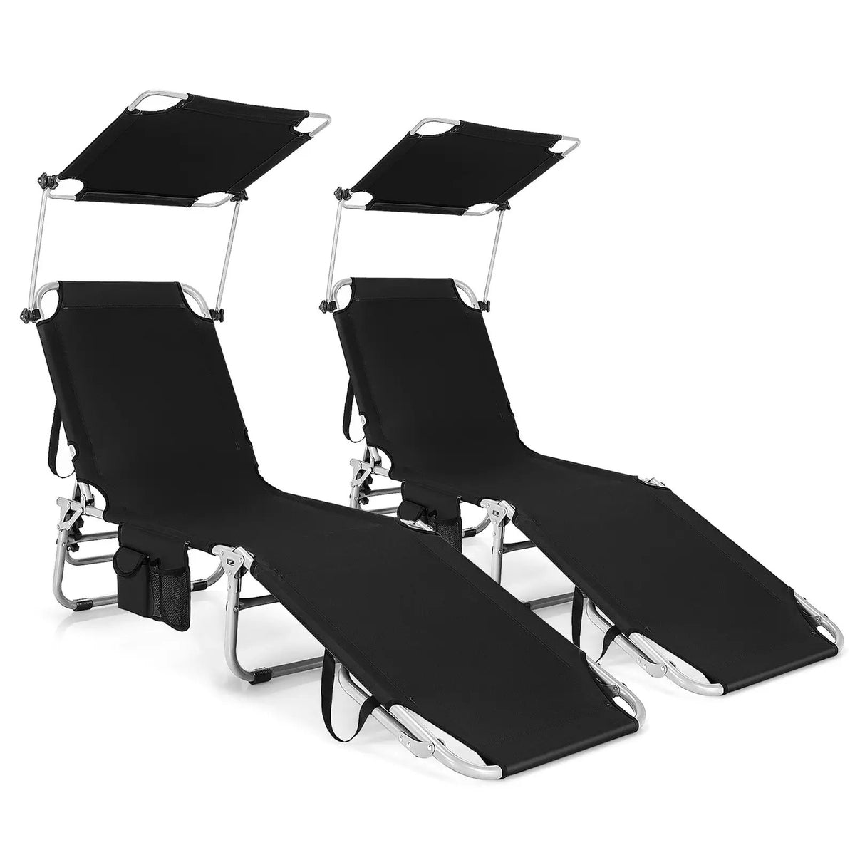 Adjustable Outdoor Beach Patio Pool Recliner with Sun Shade, photo 6 of 8