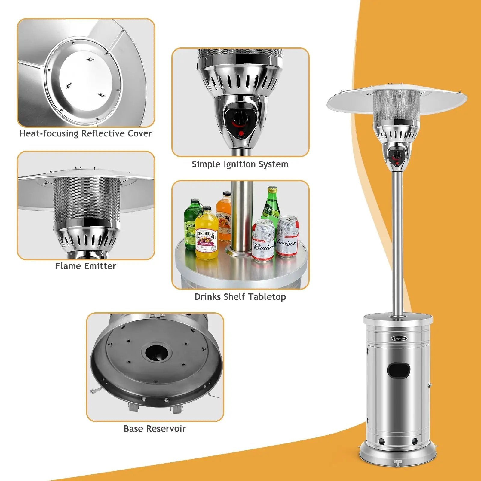 48000 BTU Patio Heater with Simple Ignition System by DirectDeals