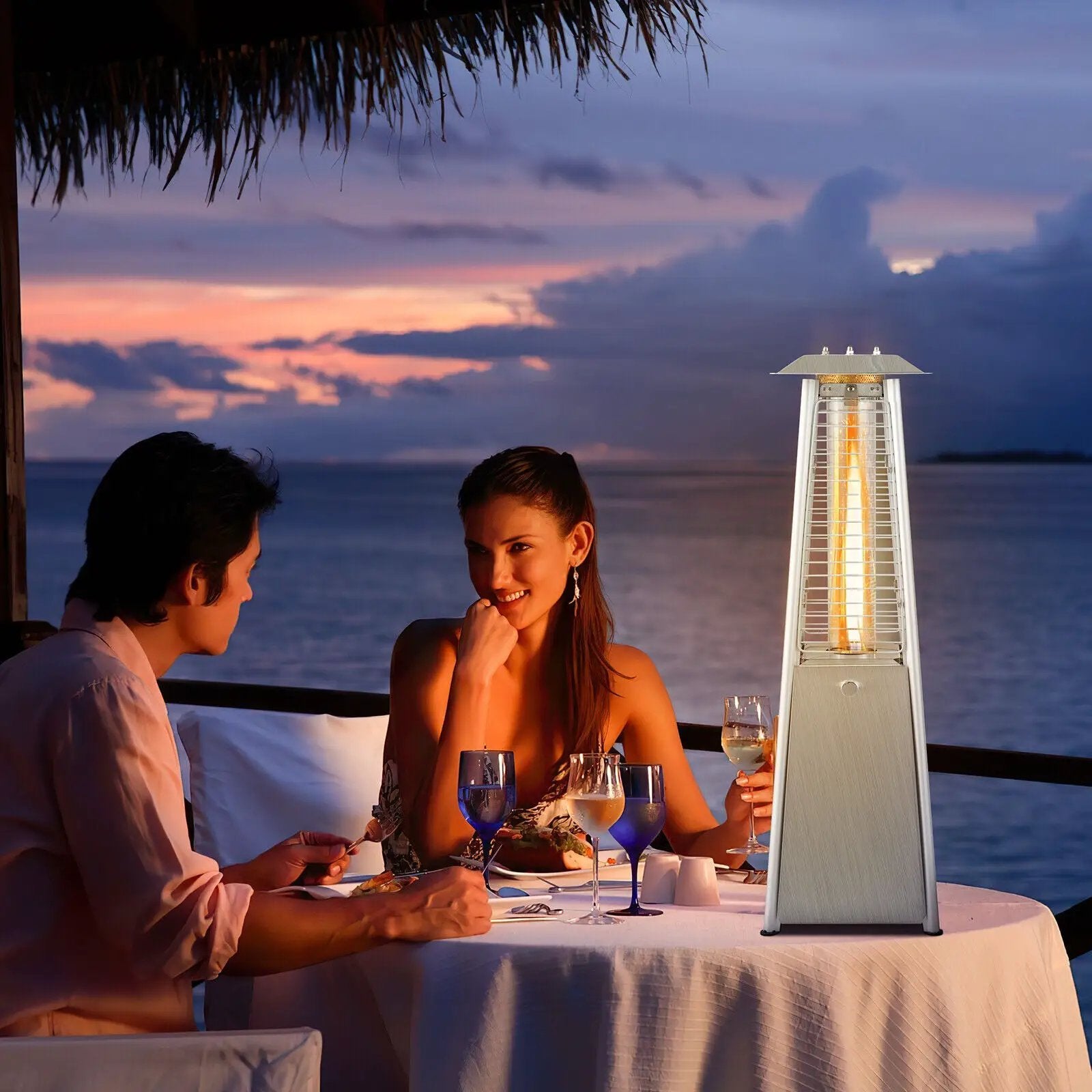 10000 BTU Portable Stainless Steel Tabletop Patio Heater with Glass Tube by DirectDeals