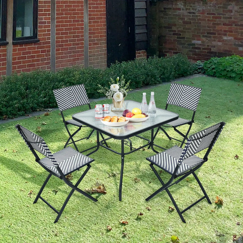 Set of 4 Patio Folding Rattan Dining Chairs for Camping and Garden by DirectDeals