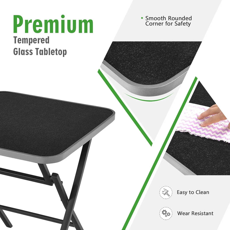 Patio Folding Square Dining Table with Aluminum Frame and Tempered Glass top by DirectDeals