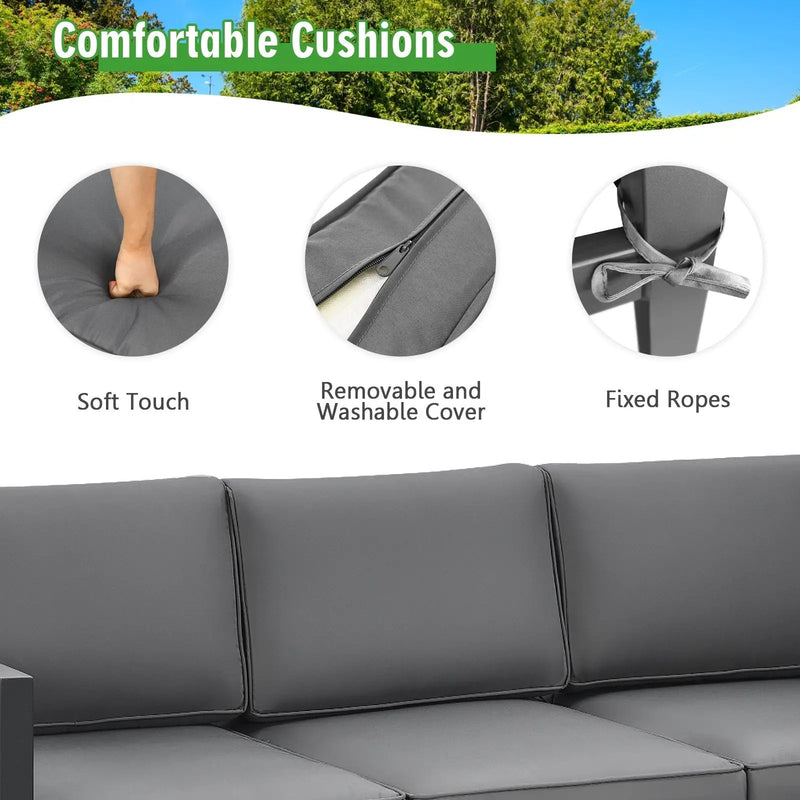 4 Pieces Outdoor Furniture Set for Backyard and Poolside-Gray by DirectDeals