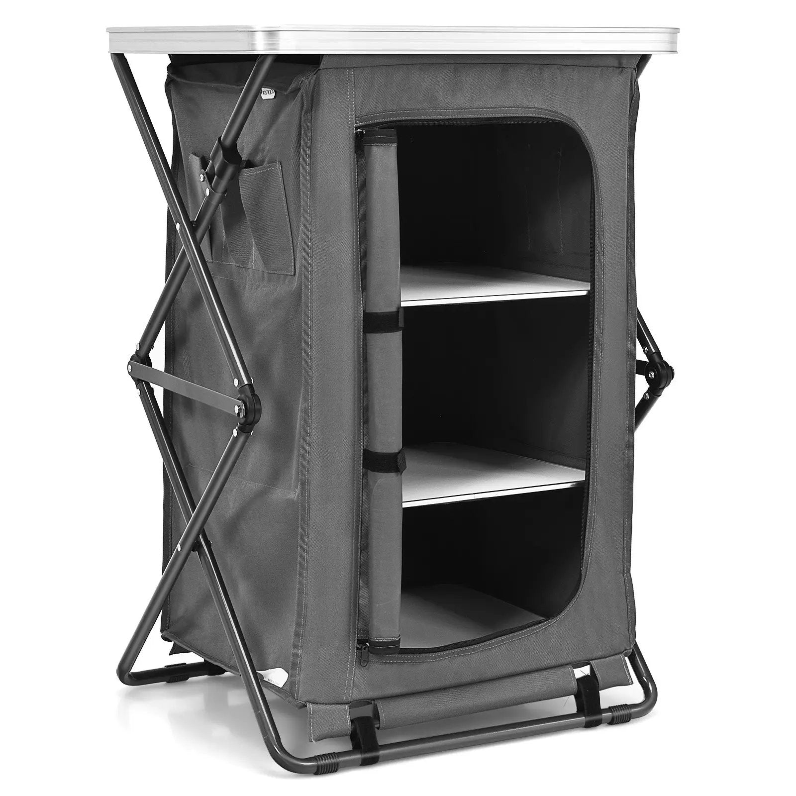 Folding Camping Storage Cabinet with 3 Shelves and Carry Bag by DirectDeals