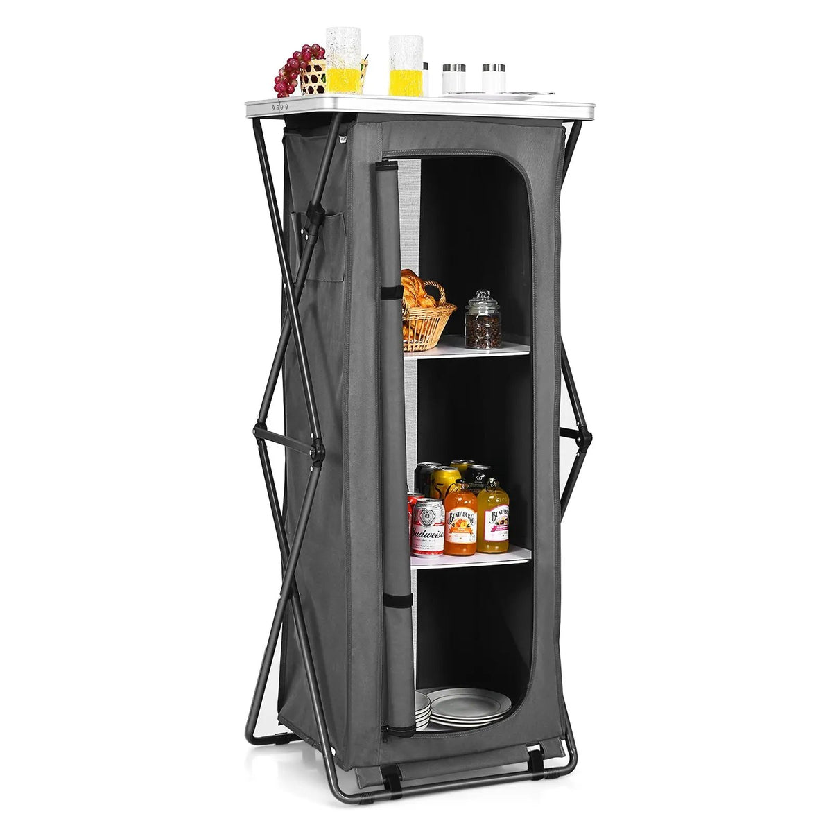 Folding Camping Storage Cabinet with 3 Shelves and Carry Bag, photo 12 of 17